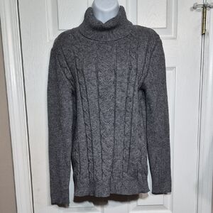 Women's Charcoal Cable Knit Turtleneck Sweater Size Medium